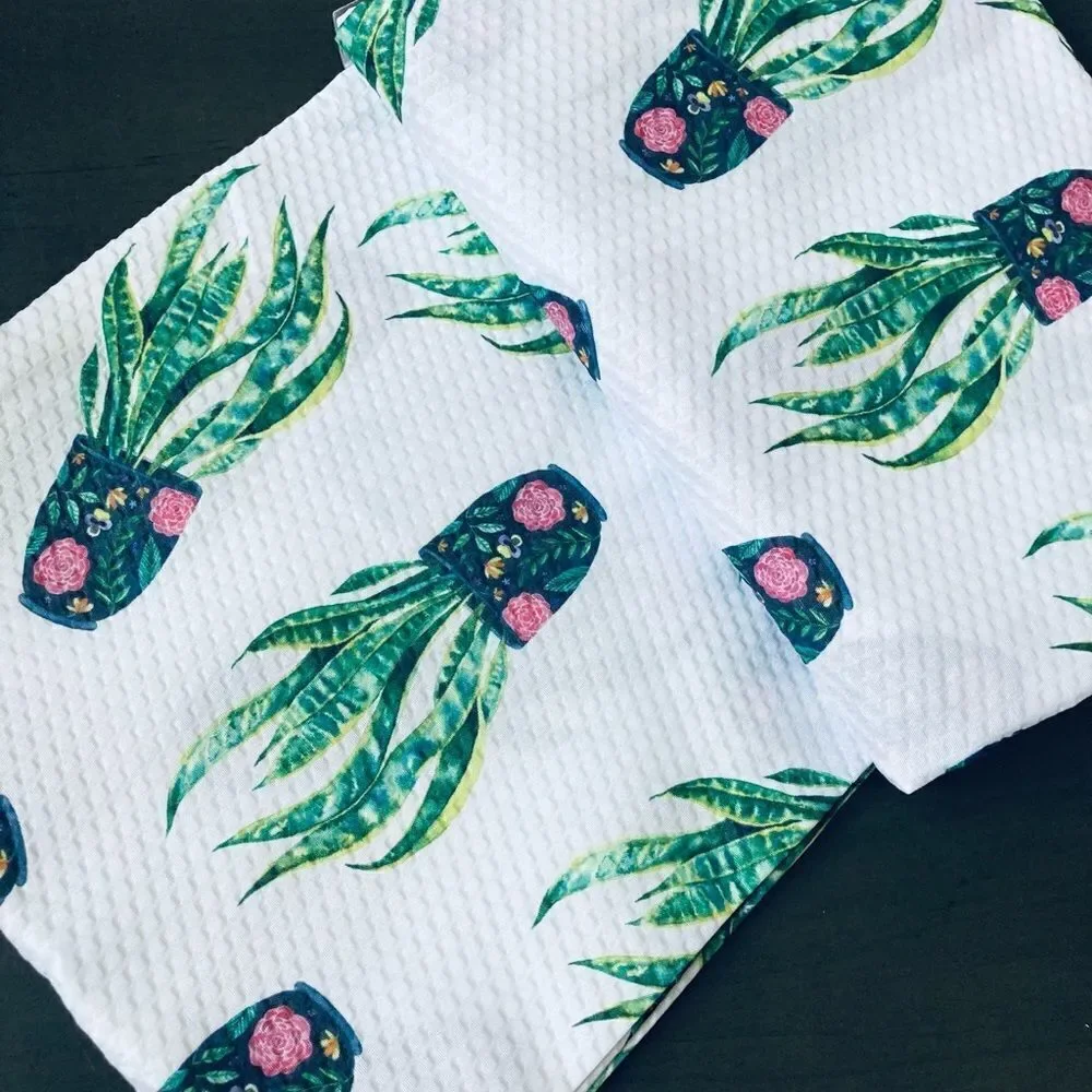 Dracaena Snake Plant Boho Botanical Plants Fabric Shower Curtain